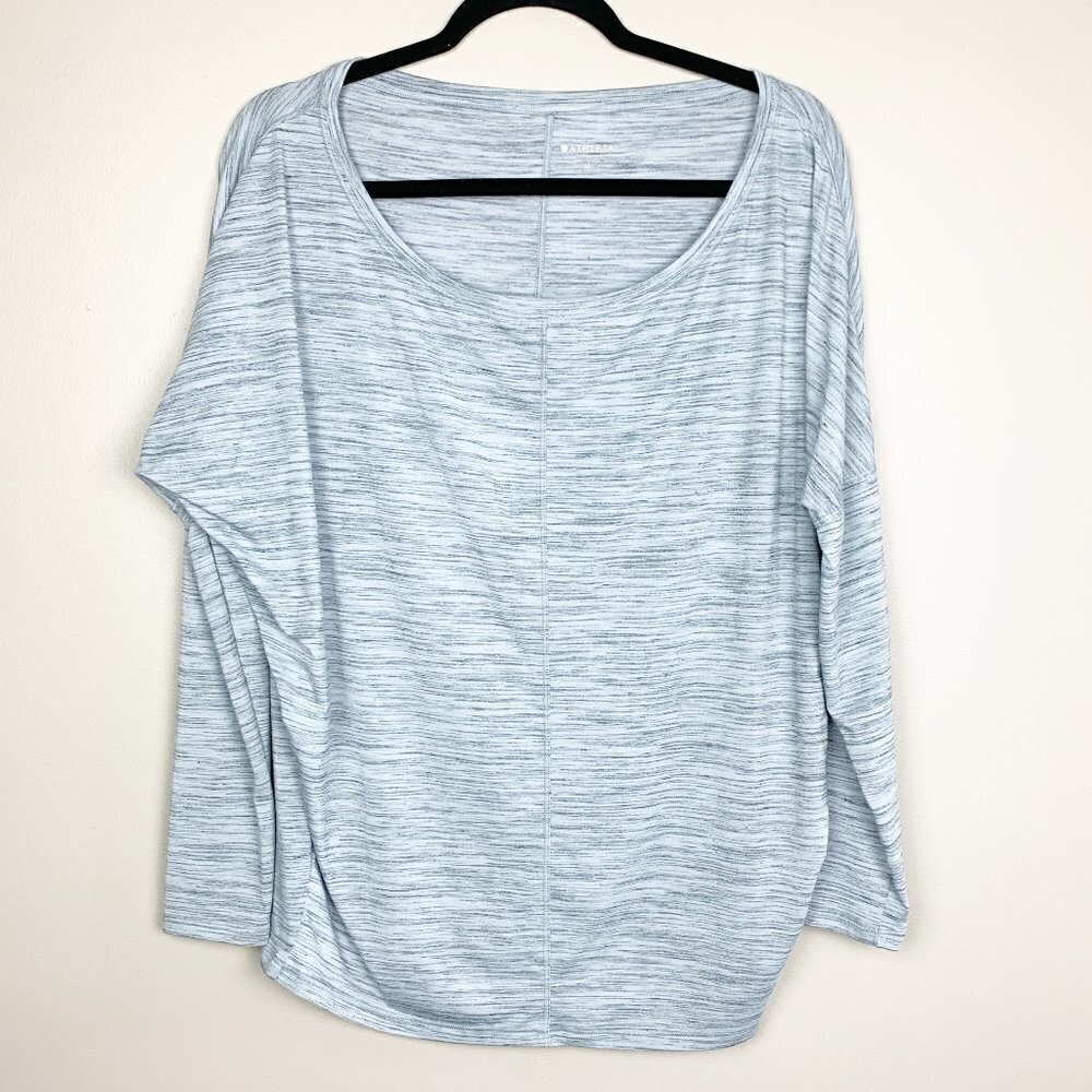 Athleta Blue & Grey Space Dye Scoop Neck Oversized Top Size Medium